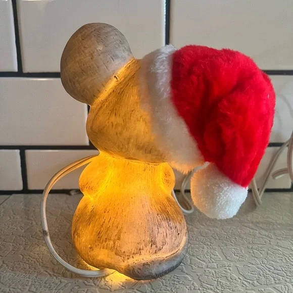 Vintage Christmas mouse Ceramic Night Light Working Adorable 6” - Picture 2 of 4